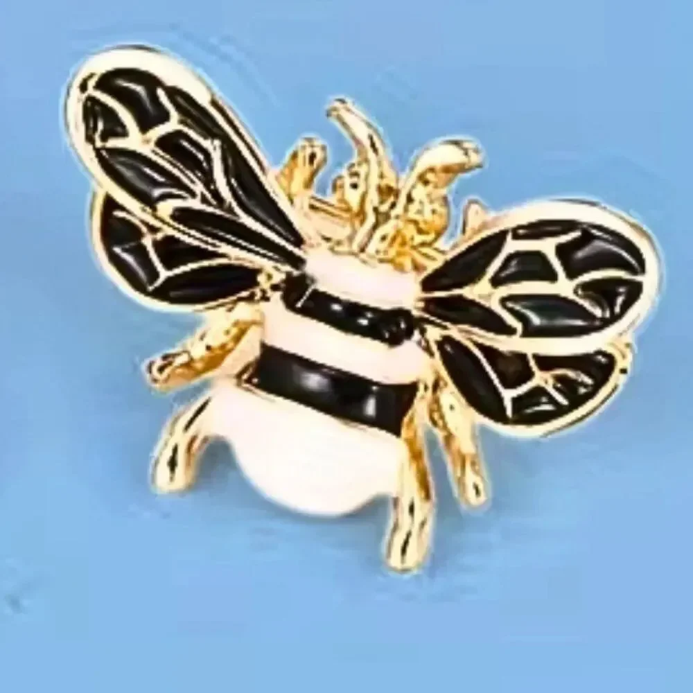 Bumble Bee Pins/Brooches 4pc Set Enamel & Rhinestones Small Brooch Whimsical